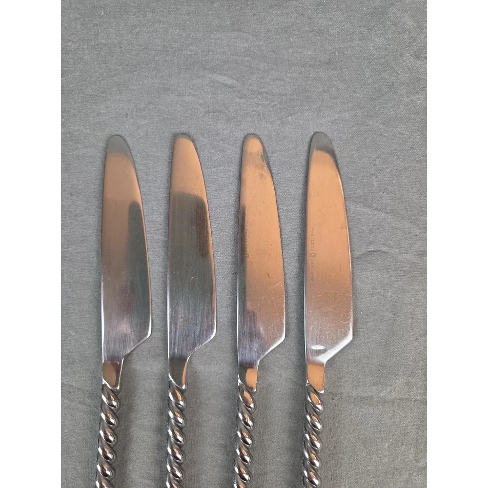 4 Gourmet Setting Silver Tear Braid Stainless Steel 18/10 Table Knives 9